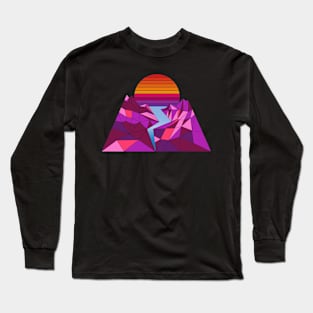 Retrowave Style Mountain Sunset Long Sleeve T-Shirt